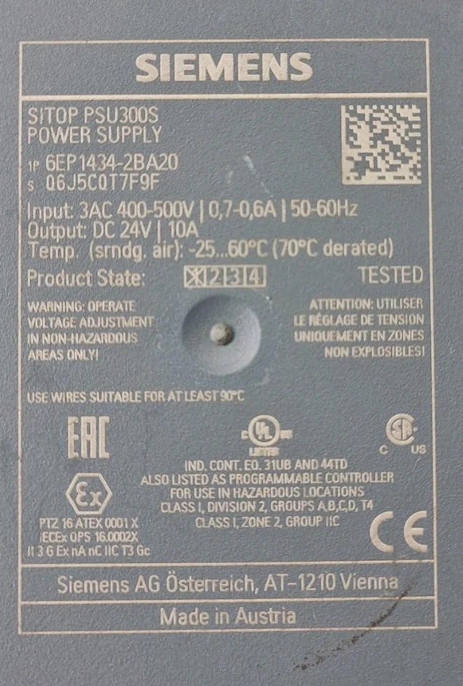 SIEMENS SITOP PSU300S Power Supply 6EP1434-2BA20 6EP14342BA20